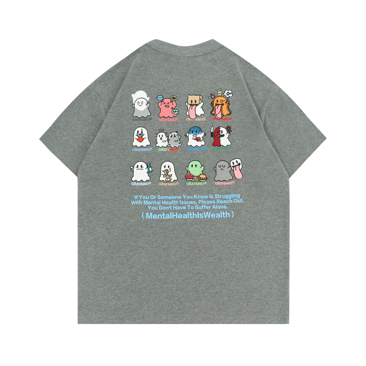 GRAF&WU 12 Mental Healing Cute Ghost Characters T-shirts