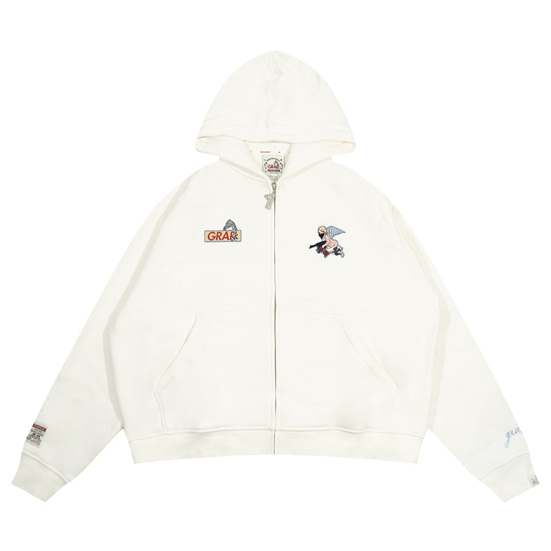 GRAF&WU AK47 Angel Embroidery Zip-up Hoodie