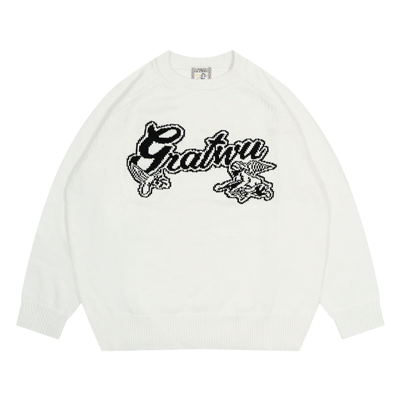 GRAF&WU Letter AK47 Little Angel Knitted Warm Sweater