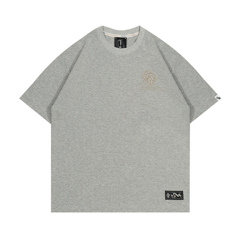 GRAF&WU Brand Letter 3D Embroidered Cooling Causal Loose T-Shirt