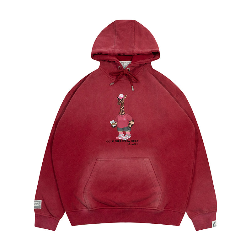 GRAF&WU Fashion Distressed Washed Fade Hoodie