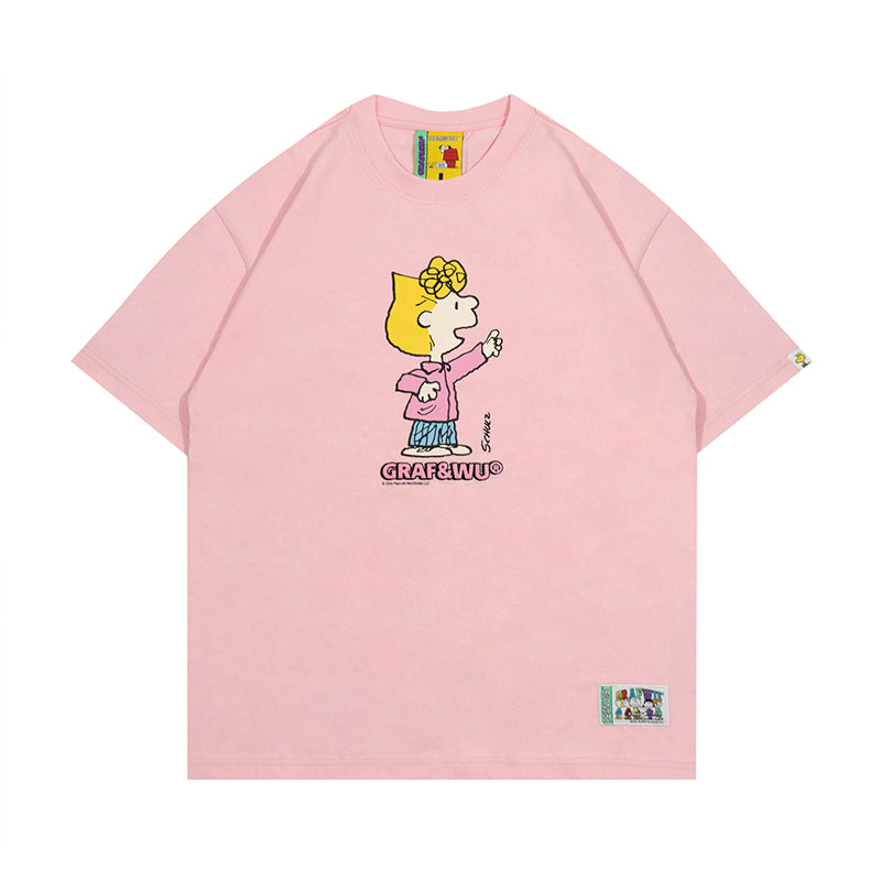 GRAF x PEANUTS Collab Charlie Brown Cartoon Print T-Shirt