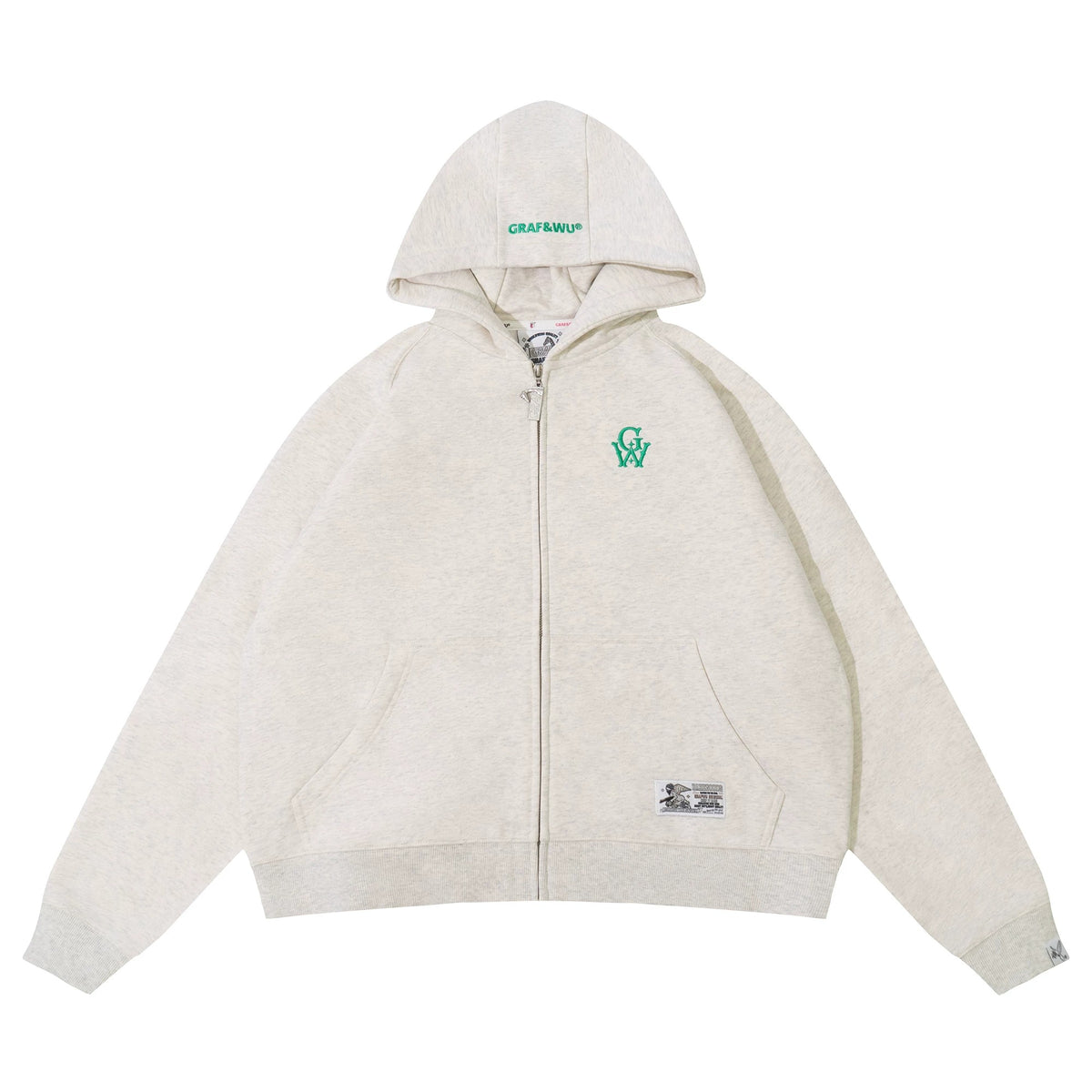 GRAF&WU unisex loose-fit fleece zip-up hoodie for everyday streetwear