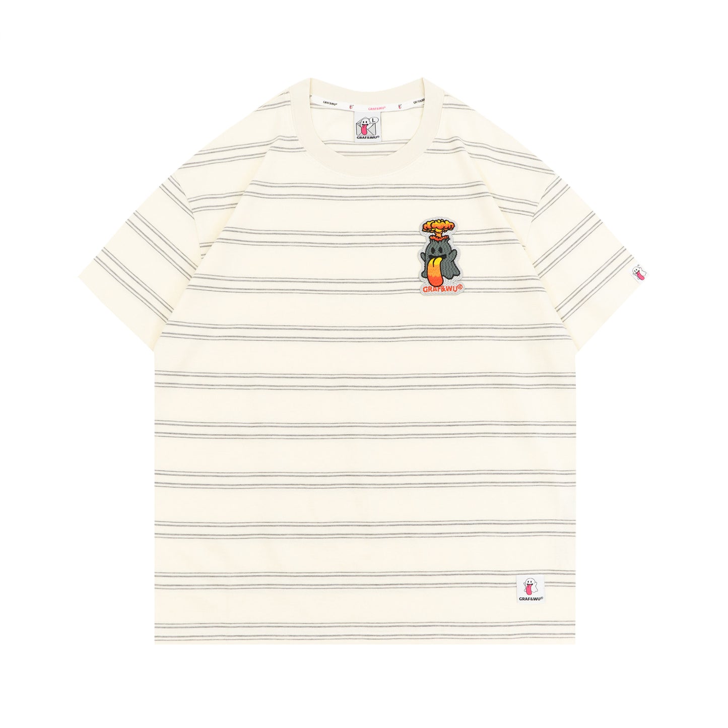 GRAF&WU OG Cute Ghost Angel Devil Embroidered Colorful Striped T-Shirt