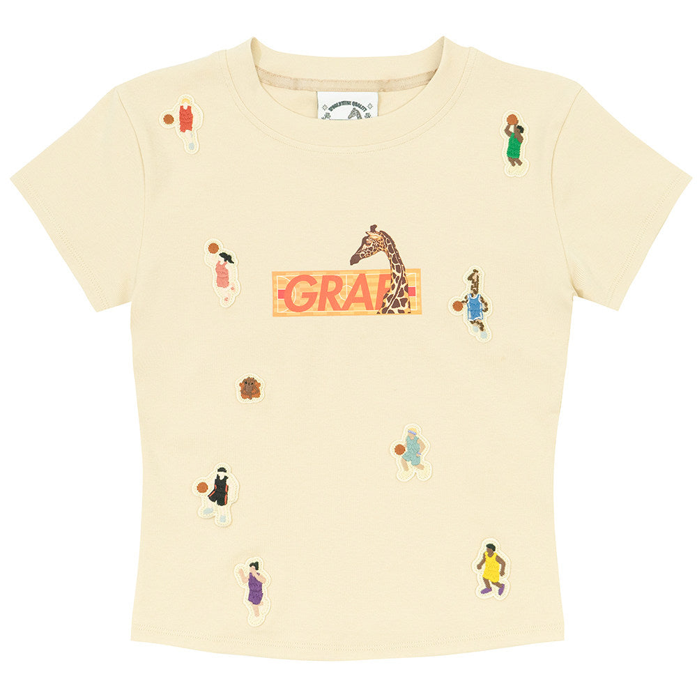 GRAF&WU Y2K Sports Giraffe Mini Embroidered Hot Girls T-Shirt