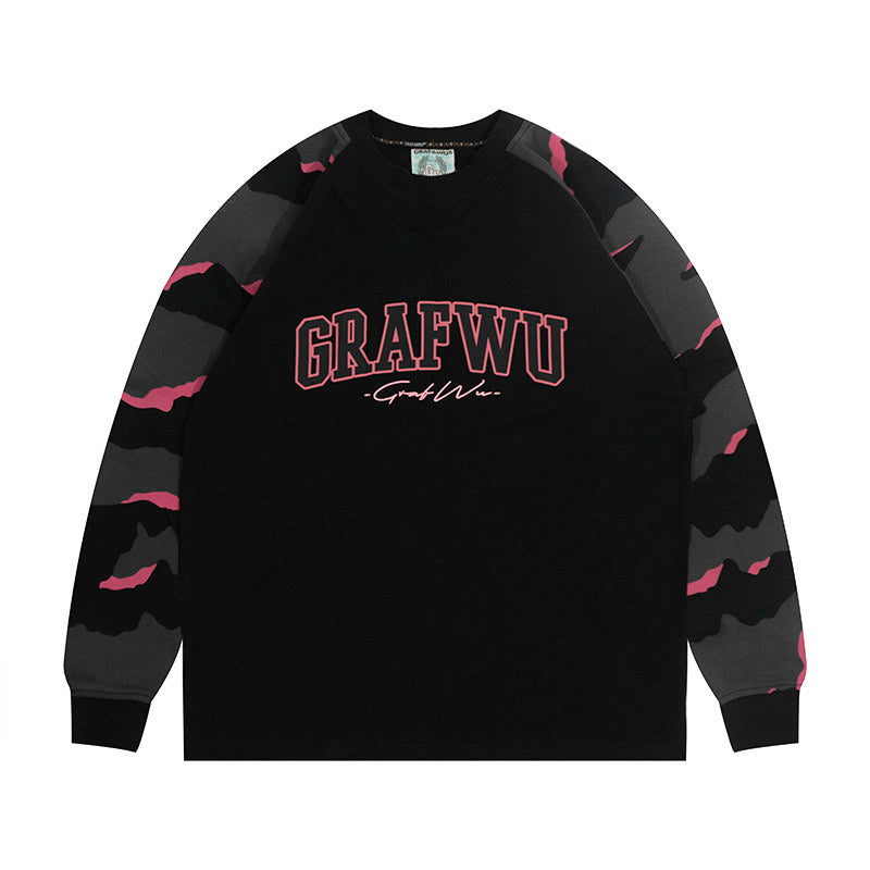 GRAF&WU Hidden Attack Camouflage Loose Raglan Long-Sleeve T-Shirt