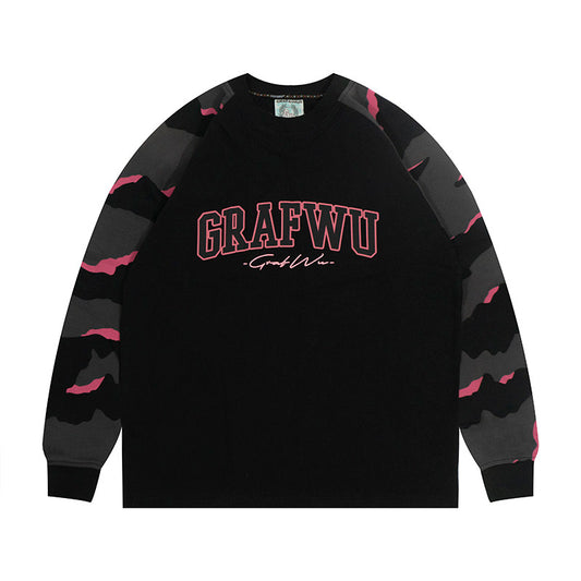 GRAF&WU Hidden Attack Camouflage Loose Raglan Long-Sleeve T-Shirt