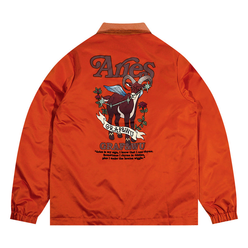 GRAF&WU 12 Signs Hip-hop Lyrics Embroidery Print Windproof Coach Jacket