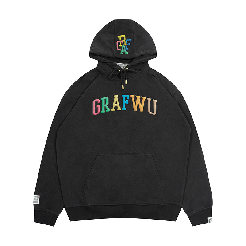 GRAF&WU Expansion Effect Inflatable Visual Printed Fleece Thick Hoodie