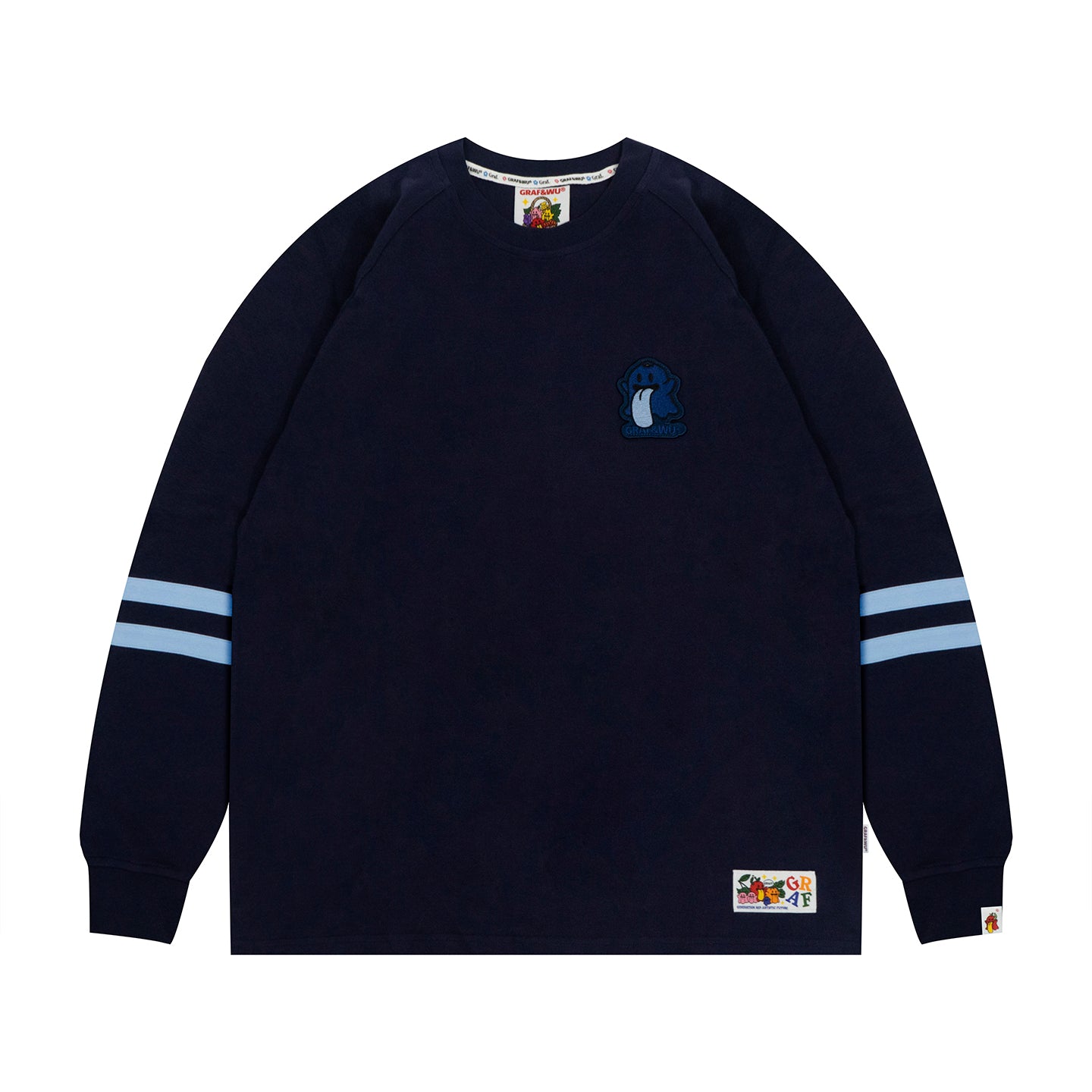 GRAF&WU Fruit Cute Ghost Embroidery long-sleeve Shirt