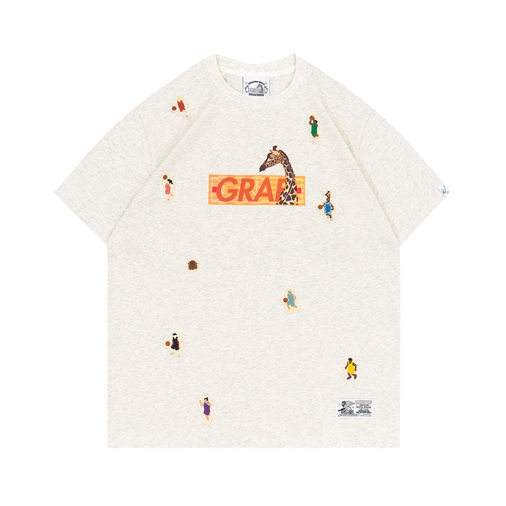 GRAF&WU Mini Embroidered Giraffe Athletic Fashion T-shirt