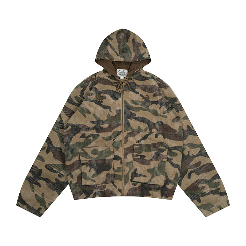 GRAF&WU Vintage Camouflage Leopard Pattern Thick Jacket