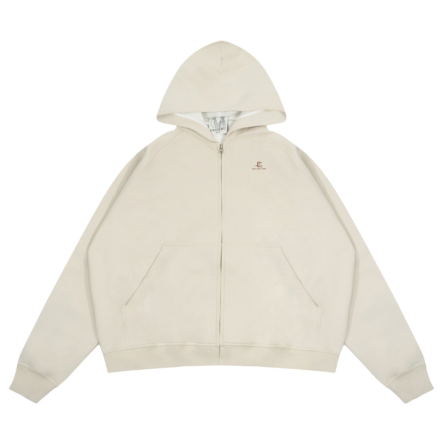 GRAF&WU Little Angel Cute Ghost Giraffe Satin Lining Zip-up Hoodie