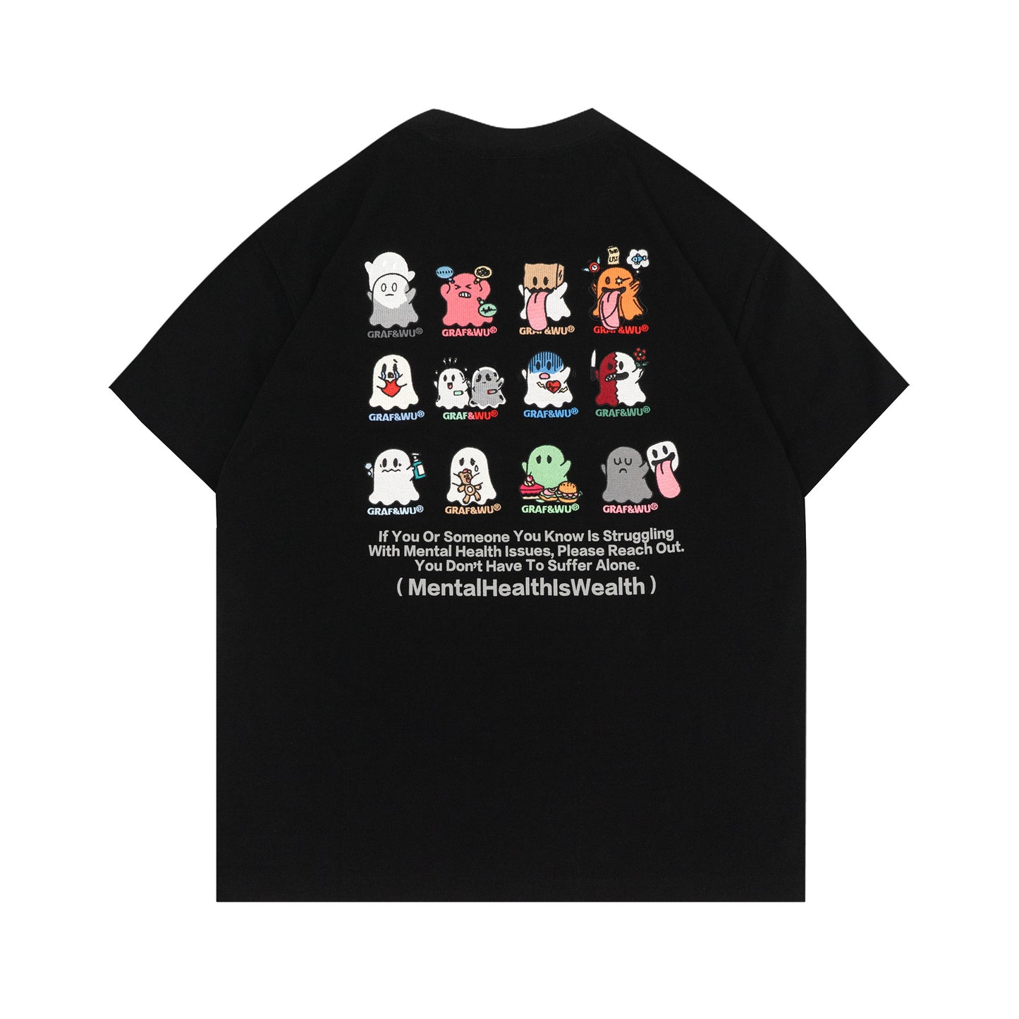 GRAF&WU 12 Mental Healing Cute Ghost Characters T-shirts