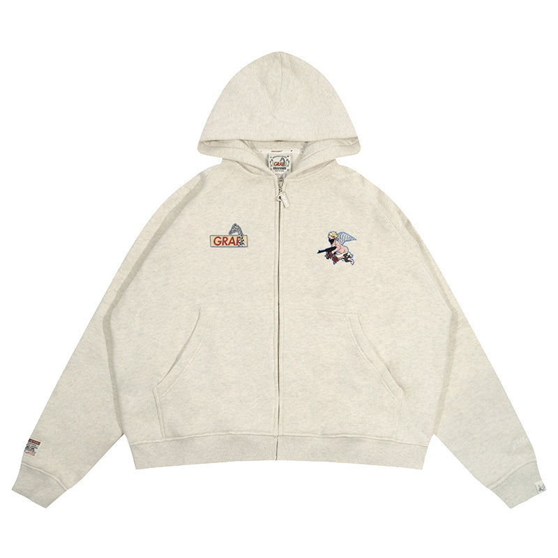 GRAF&WU AK47 Angel Embroidery Zip-up Hoodie