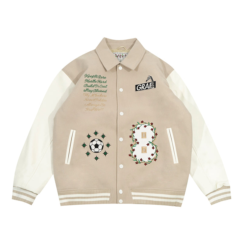 GRAF&WU Blokecore Floral Leather Sleeve Jacket