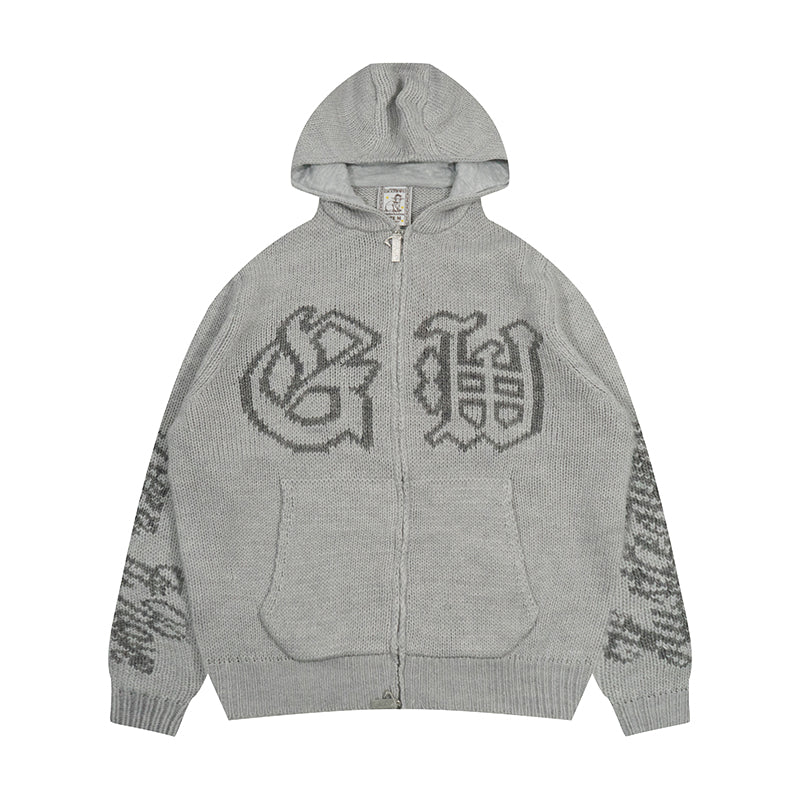 GRAF&WU Giraffe Logo Sweater Knit Zip-Up Coat - Premium Streetwear