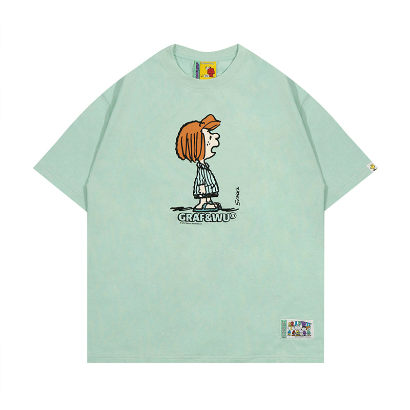 GRAF x PEANUTS Collab Charlie Brown Cartoon Print T-Shirt