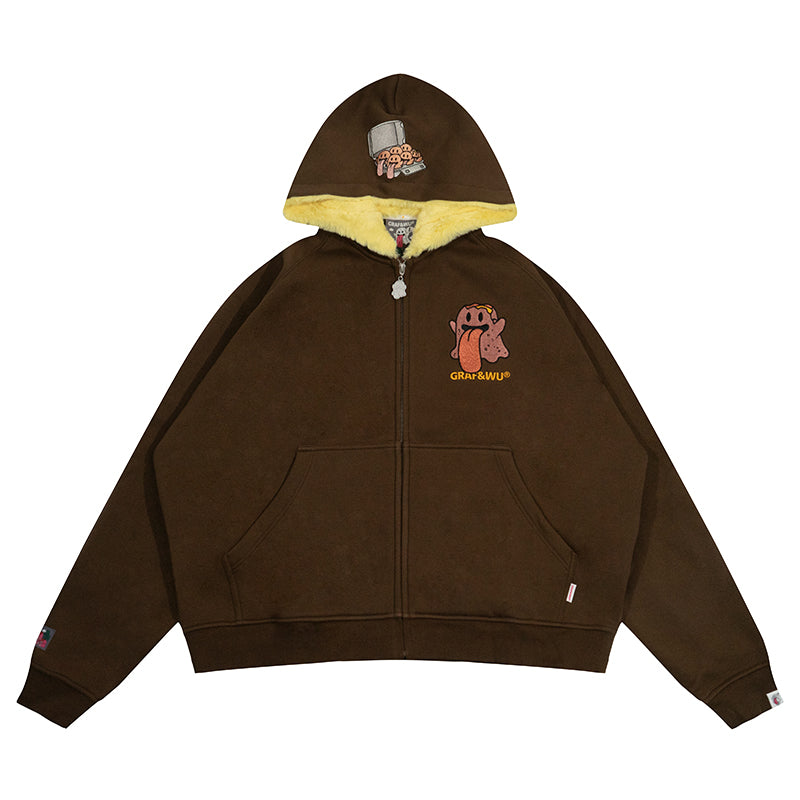 GRAF&WU Egg Cute Ghost Imitation Mink Velvet Hoodie