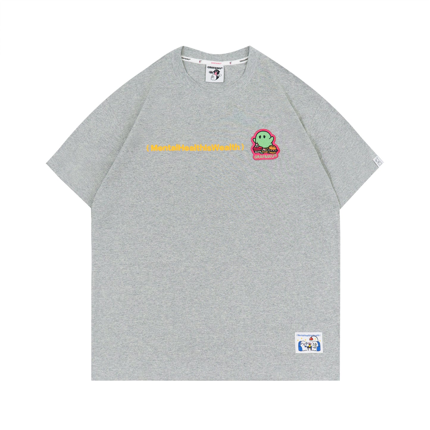 GRAF&WU Mental Health Series Cute Ghost Embroidery Graphic T-Shirt
