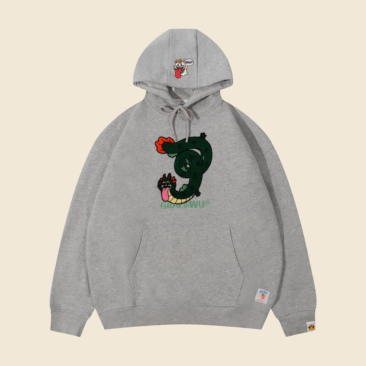 GRAF&WU Chinese Zodiac Character Loose-Fit Hoodie