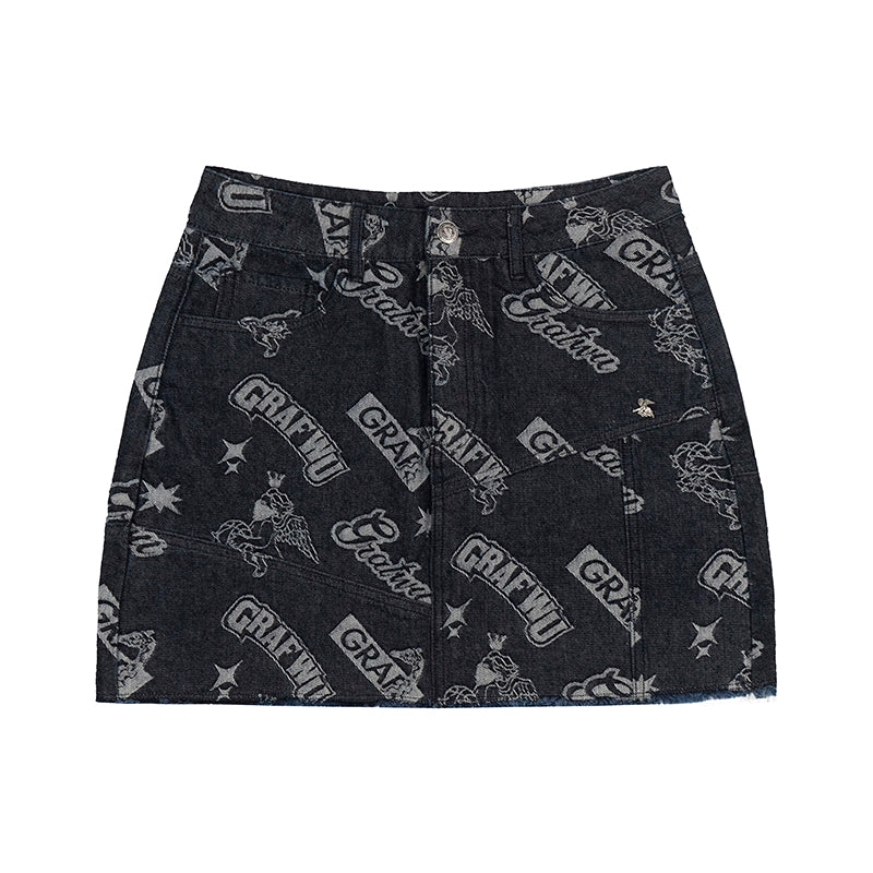 GRAFWU Jacquard Denim Mini Skirt