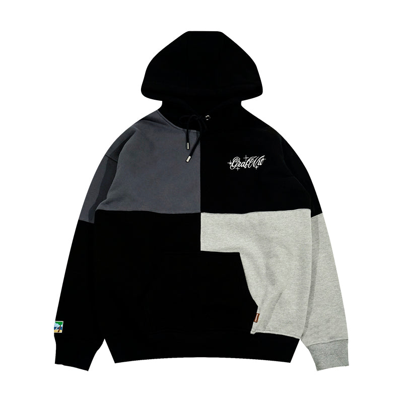 GRAF&WU Letters Embroidered Fashion Design Oversize Fleece Hoodie