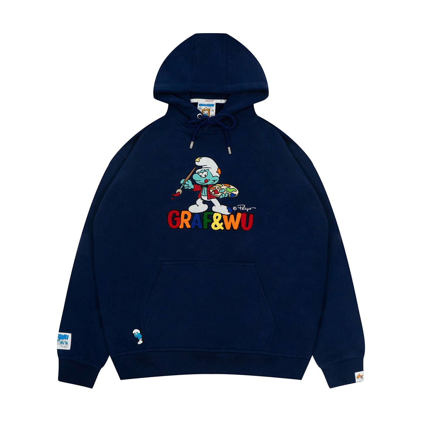 GRAF X SMURF Dancing Star Flower Embroidered Cartoon Fleece Hoodie