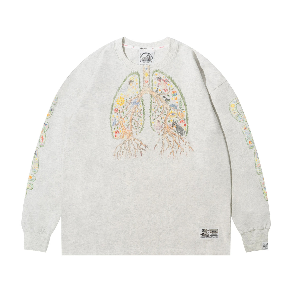 GRAF&WU Angel Devil Lung 2.0 Distressed Long Sleeve Tee