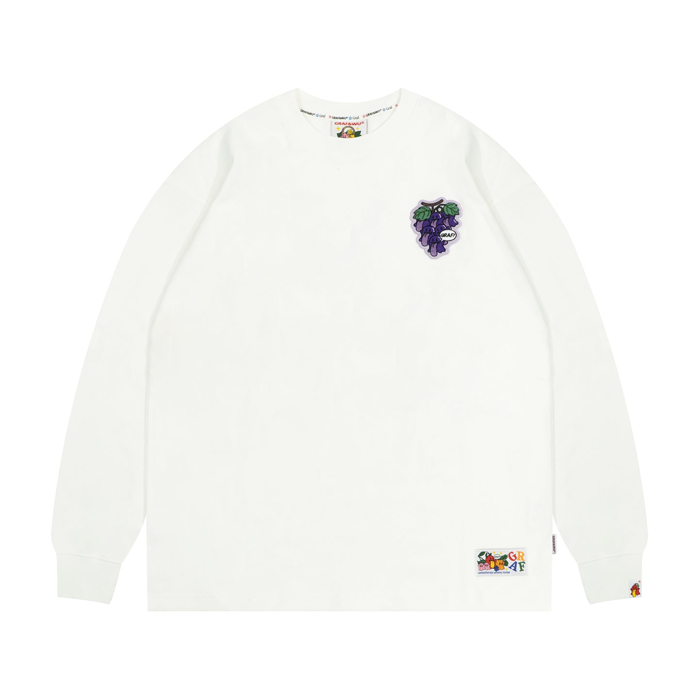 GRAF&WU Fruit Party 12 Fruit Cute Ghosts Embroidery Long-sleeves Shirt