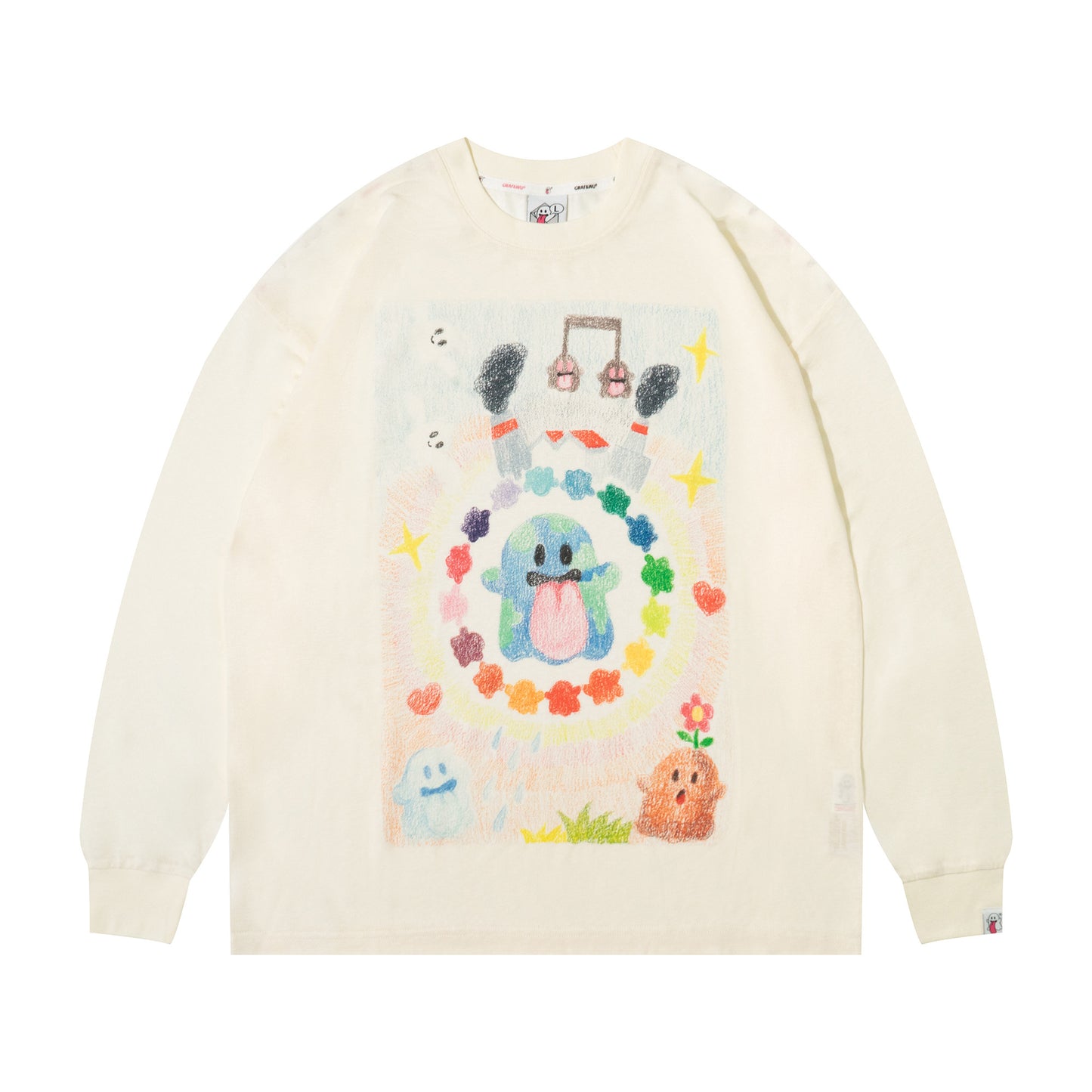 GRAF&WU Tencel Thin Long-Sleeve Cute Ghost Planet Art Shirt