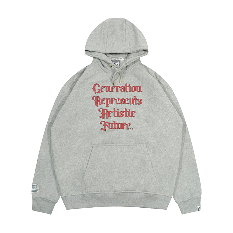GRAF&WU Brand Letter Fleece Loose Streetwear Hoodie