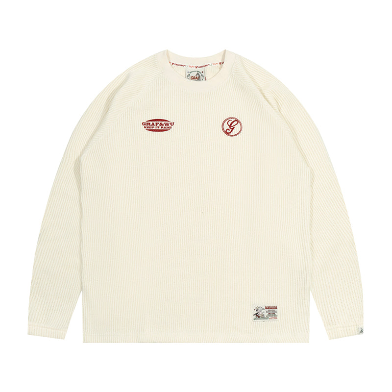 GRAF&WU Brand Embroidered Logo Knitted Long-sleeved Shirt