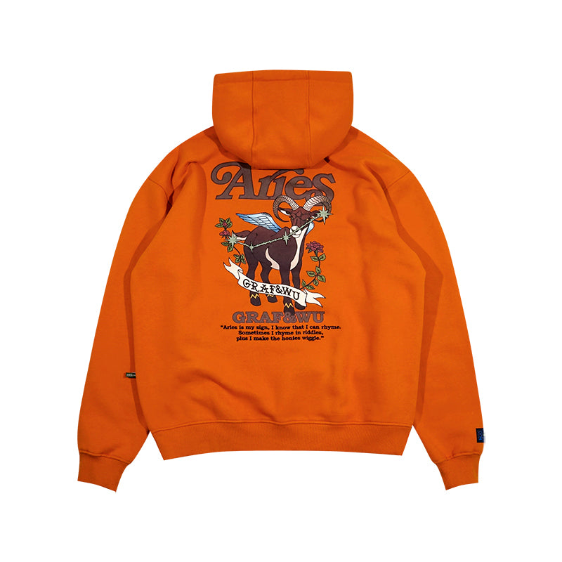 GRAF&WU 12 Constellation Rap Lyrics Embroidery Print Hoodie