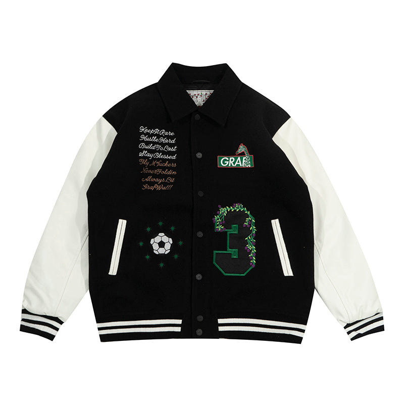 GRAF&WU Blokecore Floral Leather Sleeve Jacket