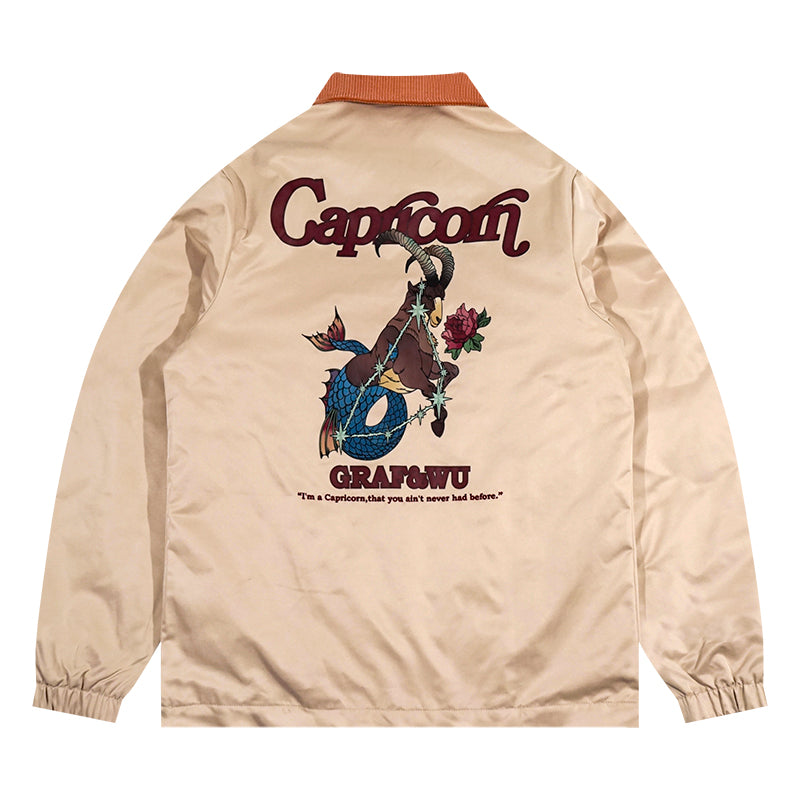 GRAF&WU 12 Signs Hip-hop Lyrics Embroidery Print Windproof Coach Jacket