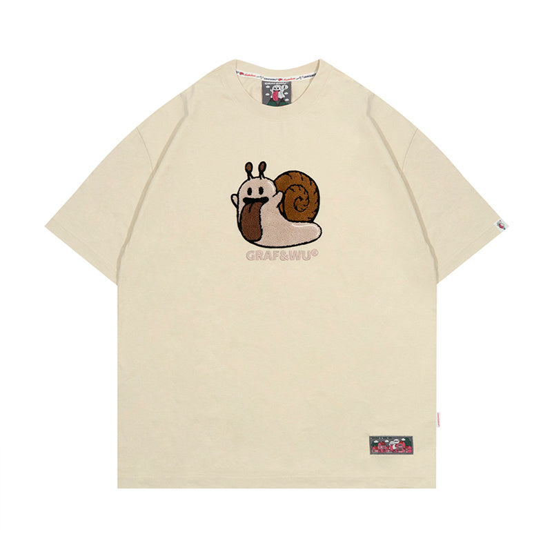 GRAFWU Nature Series Cute Ghost Bee, Flower, Snail, Elements Embroidered T-Shirt