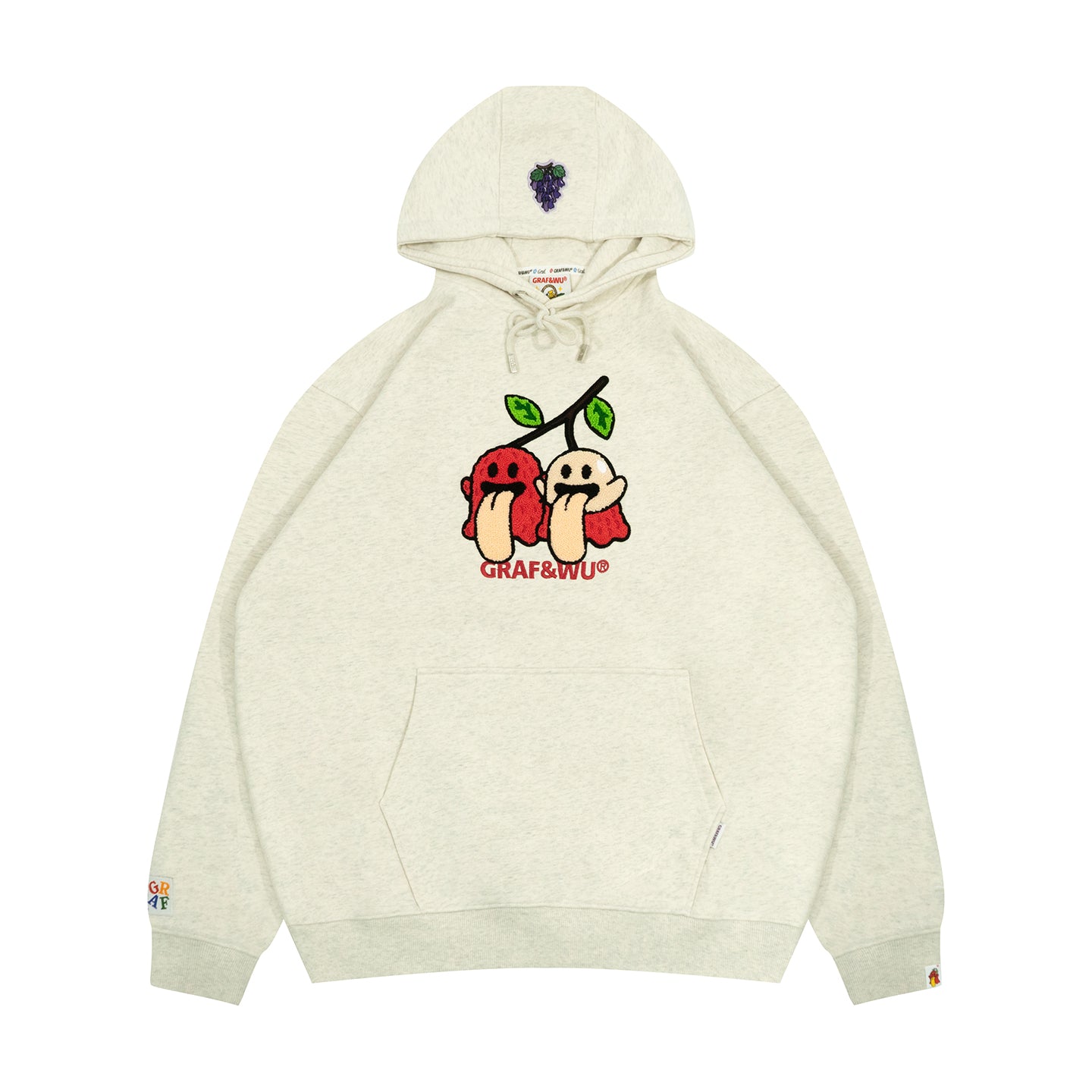 GRAF&WU Fruit Cute Ghost Towel Embroidery Fleece Hoodie