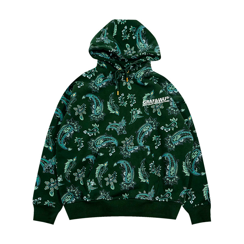 GRAF&WU Paisley 2.0 Illustrated Art Printed Fleece Hoodie
