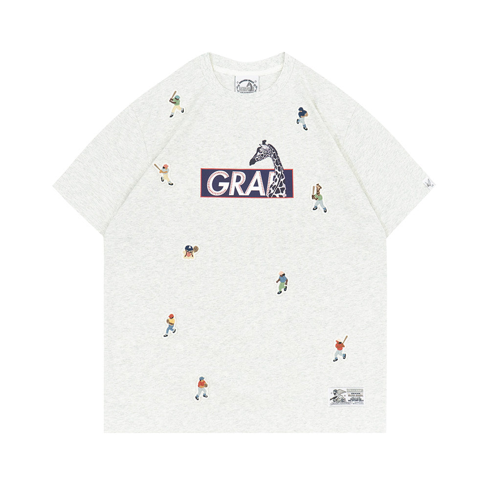 GRAF&WU Mini Embroidered Giraffe Athletic Fashion T-shirt