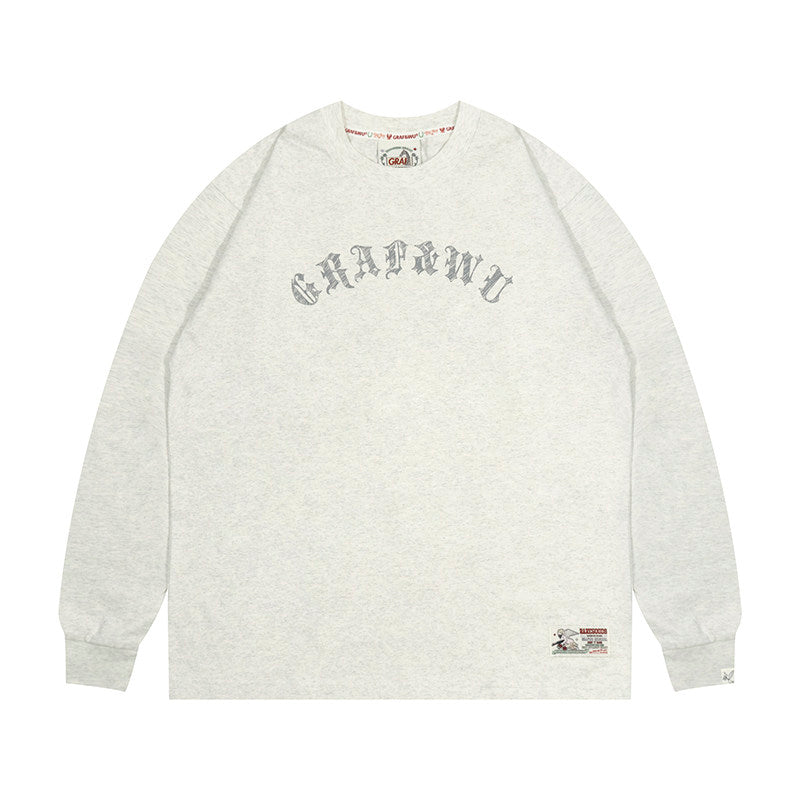 GRAF&WU Daily Curved Letter Print Base Long-Sleeve T-Shirt