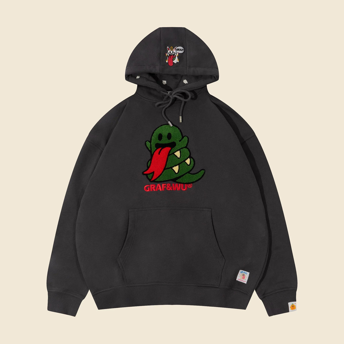 GRAF&WU Chinese Zodiac Character Loose-Fit Hoodie