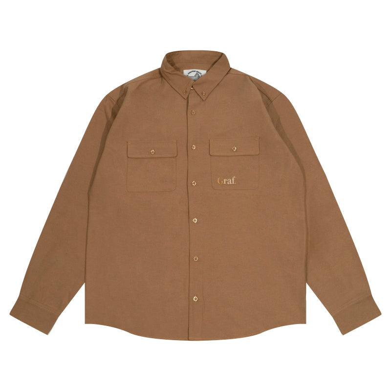 GRAFWU Brand Gradient Letter Embroidery Oxford Shirt