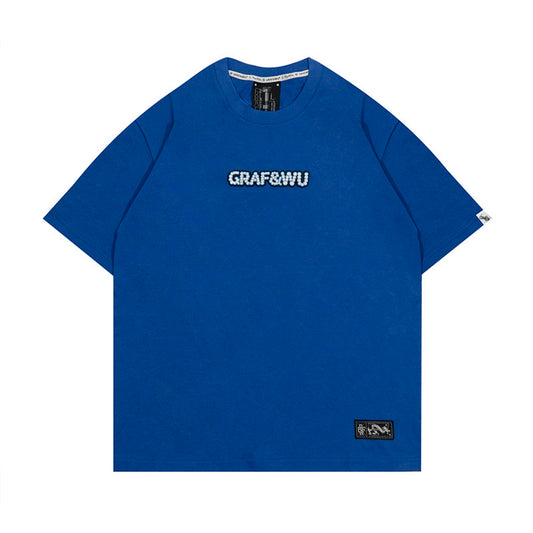 GRAF&WU Embroidered Letter Graphic Tee 100% Cotton Streetwear