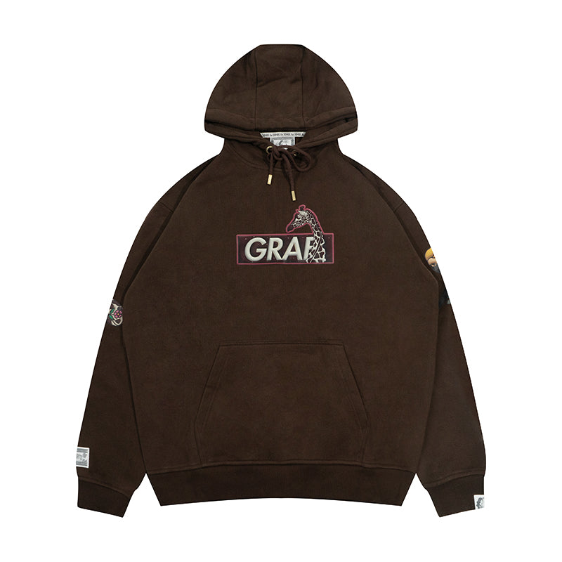 GRAF&WU Expansion Effect Inflatable Visual Printed Fleece Thick Hoodie