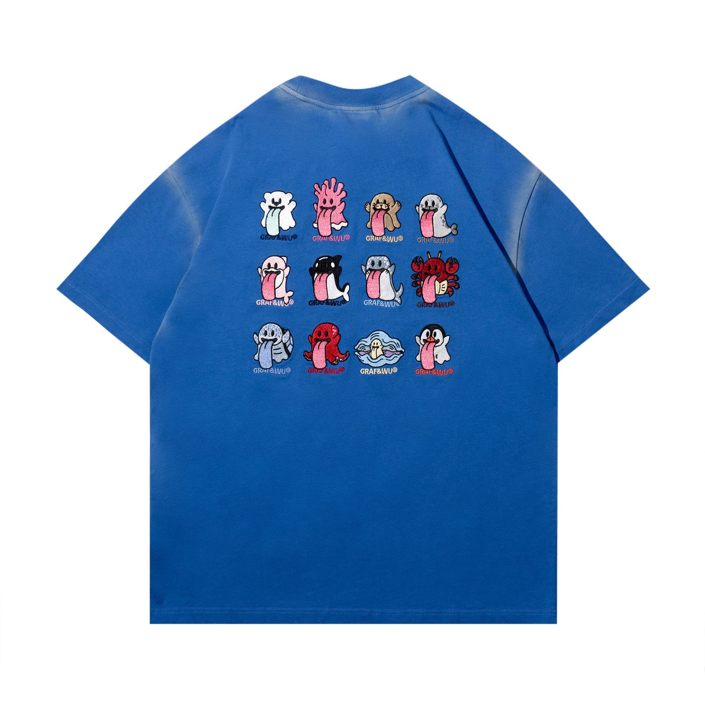 GRAF&WU 12 Ocean Cute Ghost Character Embroidered T-Shirts
