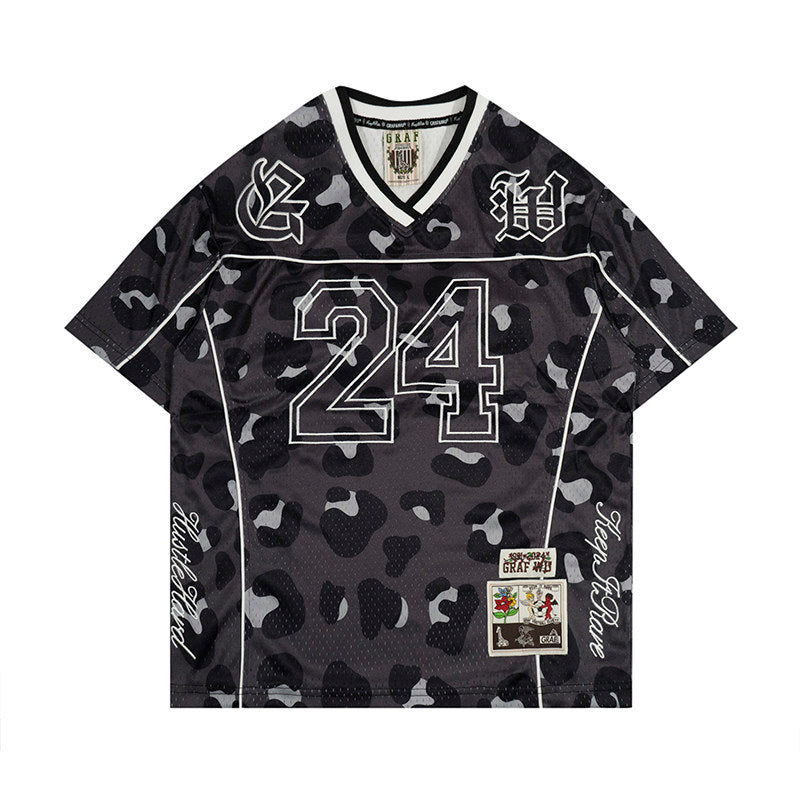 GRAF&WU No.24 Embroidered Mesh Street Camouflage Loose Short-sleeved Jersey
