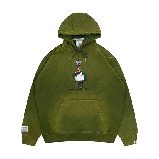 GRAF&WU Fashion Distressed Washed Fade Hoodie