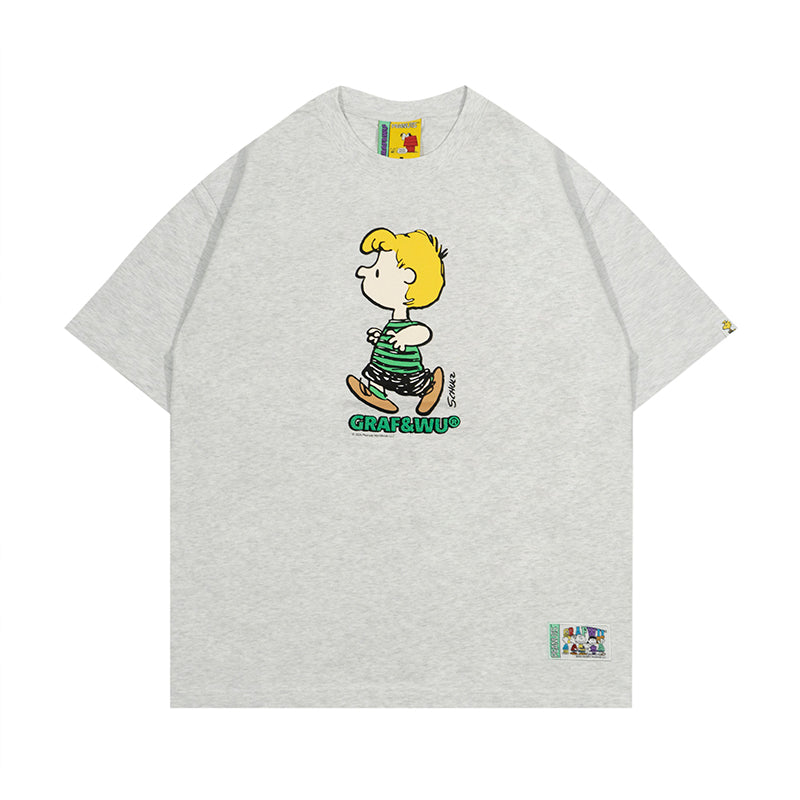 GRAF x PEANUTS Collab Charlie Brown Cartoon Print T-Shirt