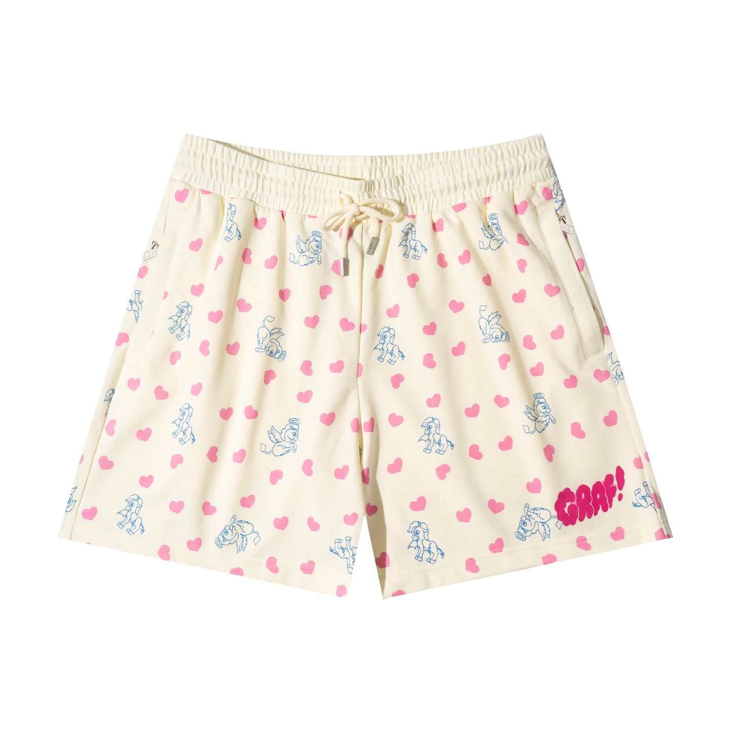 GRAF&WU Cartoon Angel Pony Heart-shaped Cute Cotton Athletic Shorts